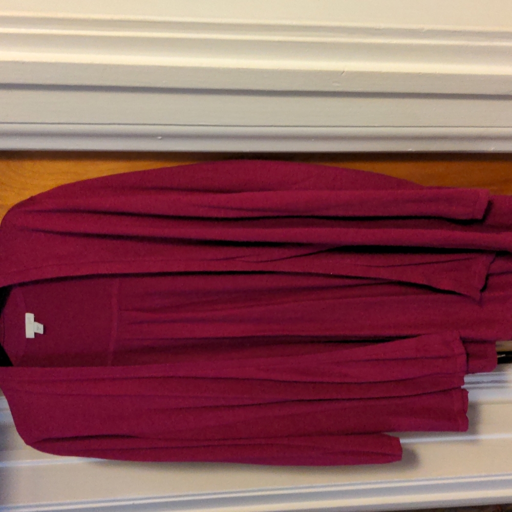 J Jill linen blend fuchsia open cardy